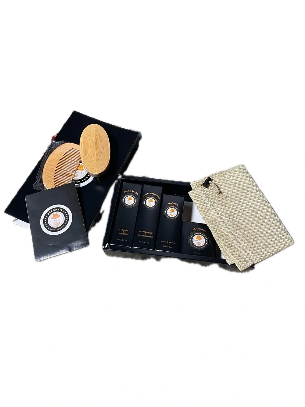 Beard Kit by XIKEZAN - Black & Gold Grooming Set